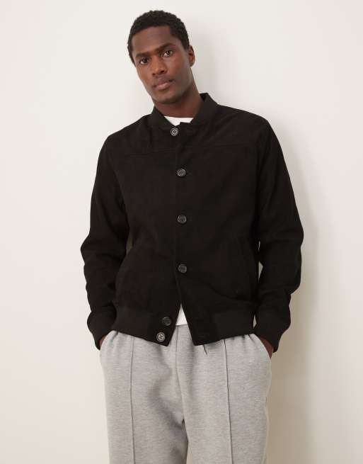 Selected Homme - Bomber en daim - Noir