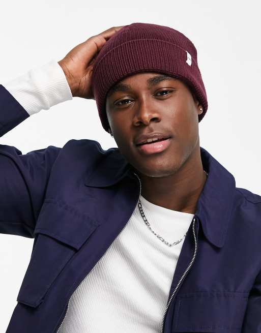 Selected Homme – Bordowa czapka beanie z logo z 100% poliestru – BURGUNDY