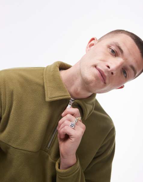 Selected Homme  borg half zip fleece in green - view 1