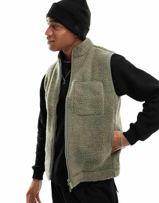 Selected Homme borg vest in khaki 
