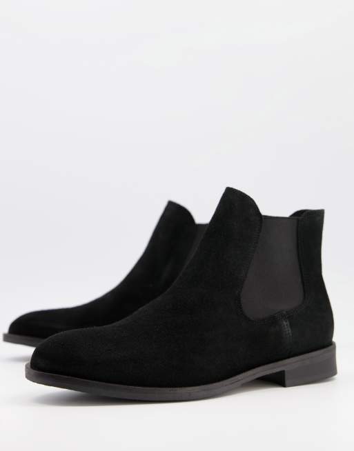 Selected Homme - Bottines Chelsea en daim - Noir | ASOS