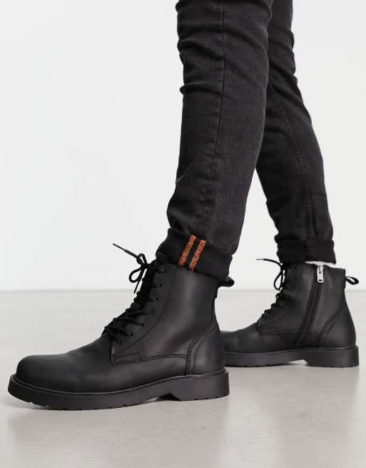 Boots homme cuir noir à lacets new arrivals