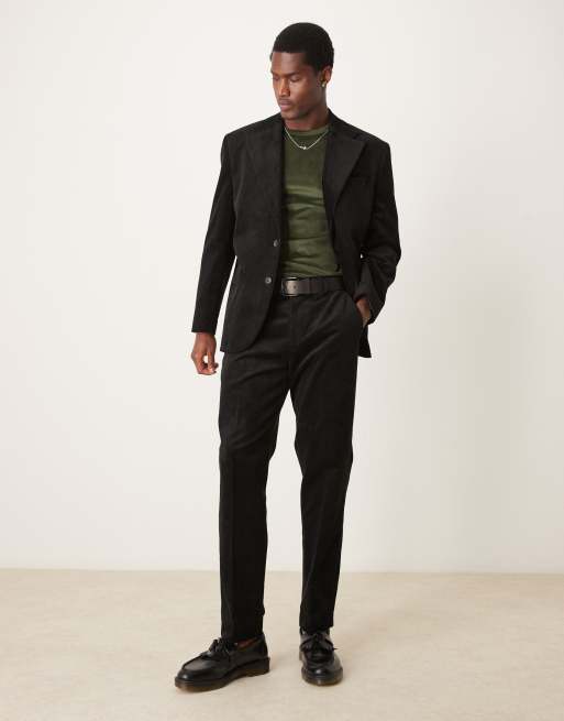 Selected Homme – Bowie – Cord-Anzughose in Schwarz mit normalem Schnitt