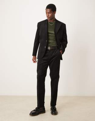 Selected Selected Homme Bowie regular fit cord suit trouser in black