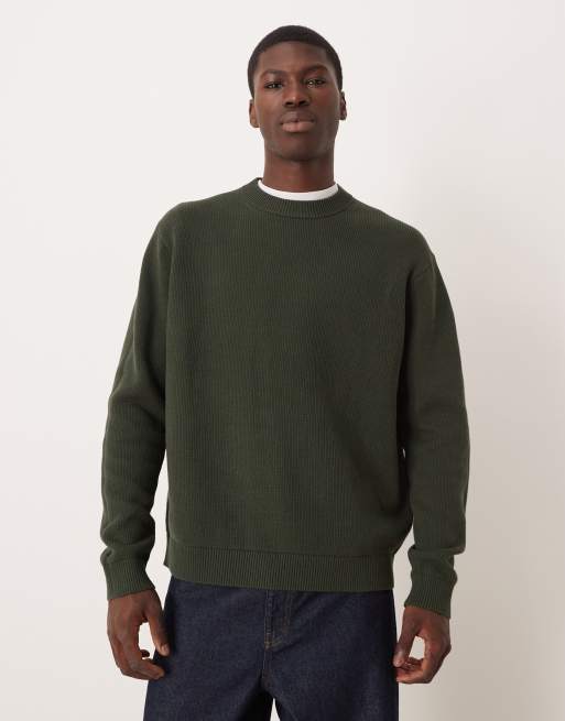 Selected Homme boxy knitted jumper in dark green