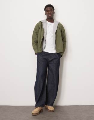 Selected Homme boxy overshirt in green with pocket