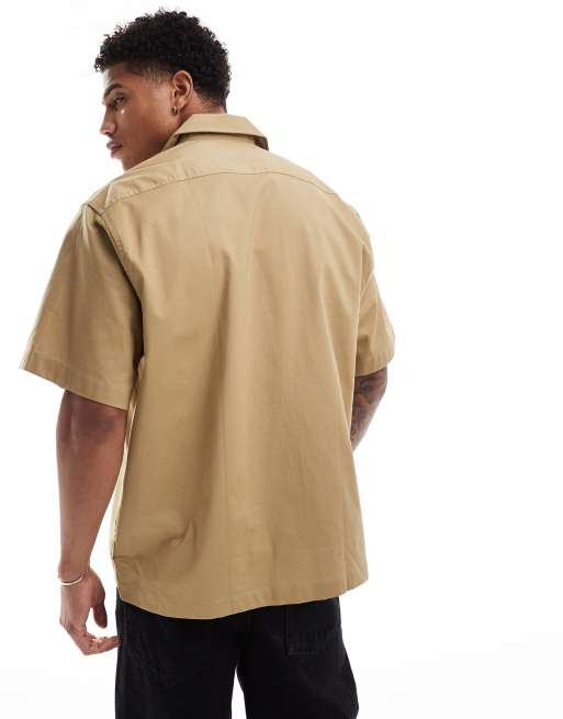 03-V8070- 67 - 1960s Twill Work Shirt Vintage Fit - Beige | Dant