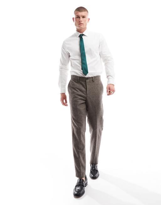Selected Homme – Brązowe eleganckie spodnie o dopasowanym kroju