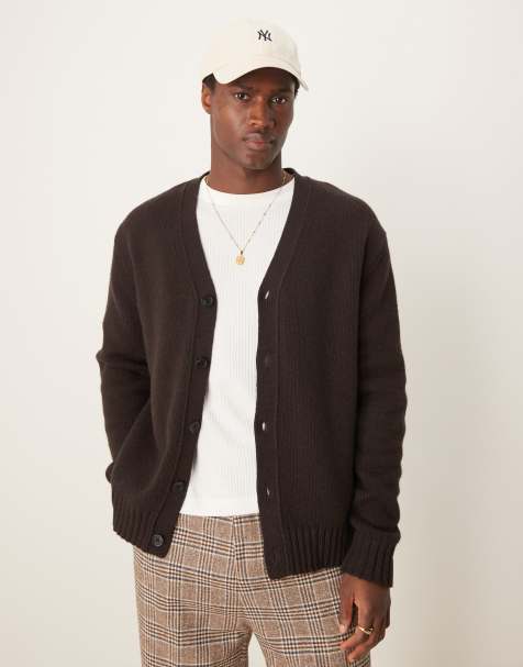 Selected Homme – Brązowy kardigan oversize z domieszką wełny - view 1