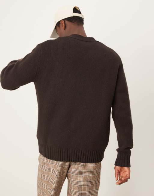 Selected Homme – Brązowy kardigan oversize z domieszką wełny, 2 z 4