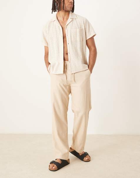 Selected Homme - Brody - Losvallende broek van linnenmix in crème - view 1
