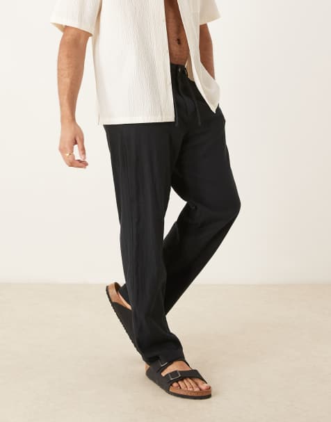 Selected Homme - Brody - Losvallende broek van linnenmix in zwart - view 1
