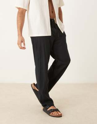 Selected Homme - Brody - Pantalon large en lin - Noir