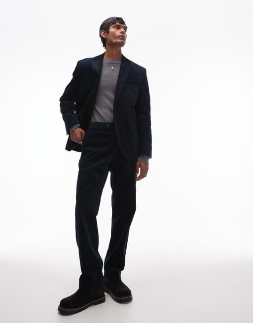 Selected Homme - Broek van corduroy in marineblauw