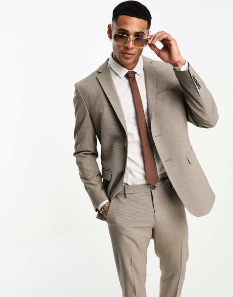 Selected Homme - Brun habitjakke i slim fit med pepitatern - view 1