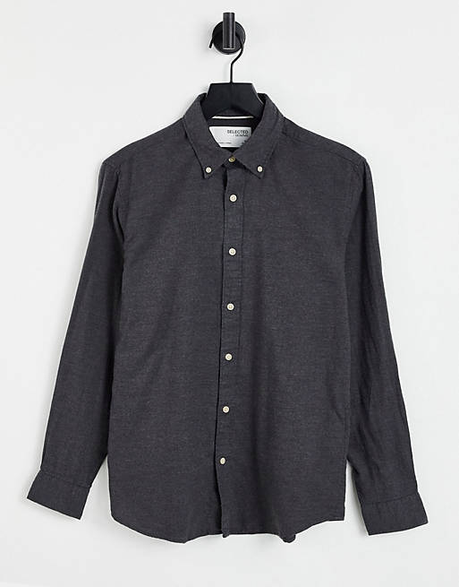 Selected Homme brushed shirt in charcoal