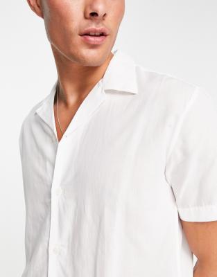 Camicia a maniche corte con rever in viscosa bianca-Bianco - Selected Homme Camicia donna  - immagine3
