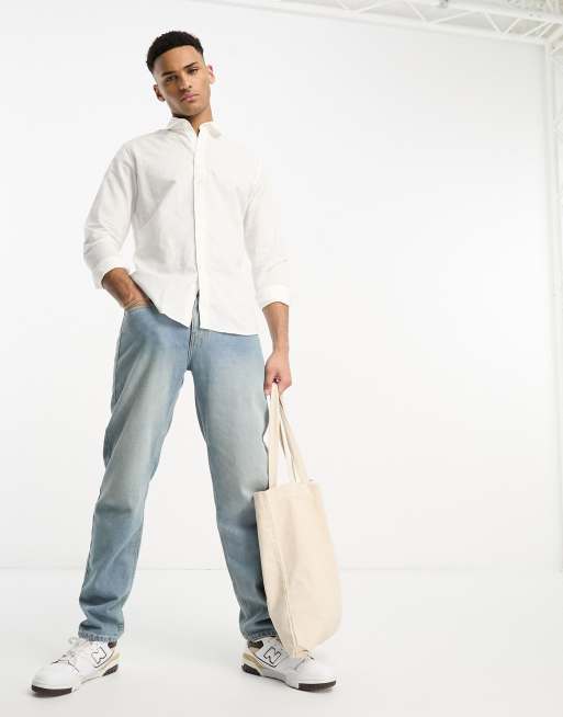 Selected Homme - Camicia a maniche lunghe in misto lino bianca , 2 di 4
