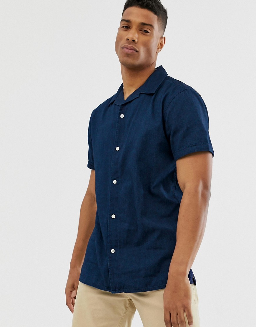 Selected Homme - Camicia di jeans con colletto a rever-Navy