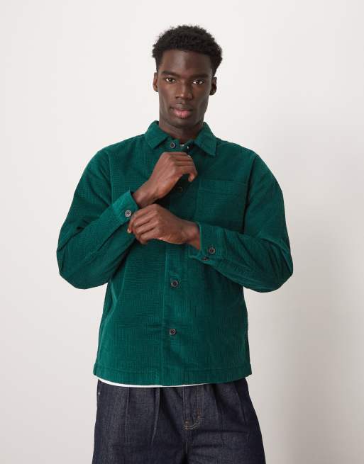 Selected Homme - Camicia giacca imbottita verde testurizzata
