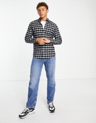 Camicia in flanella a quadri bianchi e neri-Nero - Selected Homme Camicia donna  - immagine1