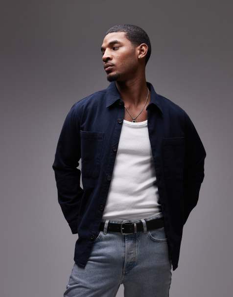 Selected Homme - Camicia oversize con tasca blu navy - view 1