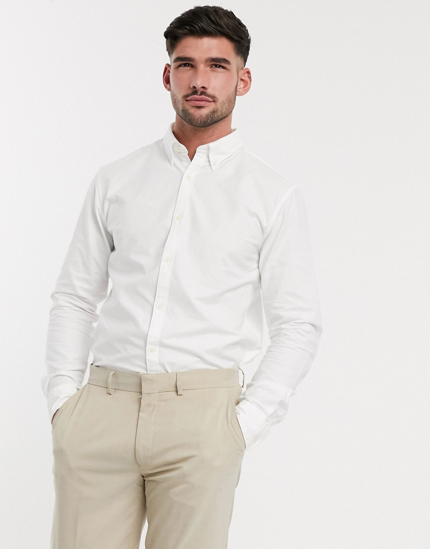 Selected Homme - Camicia Oxford classica bianca-Bianco