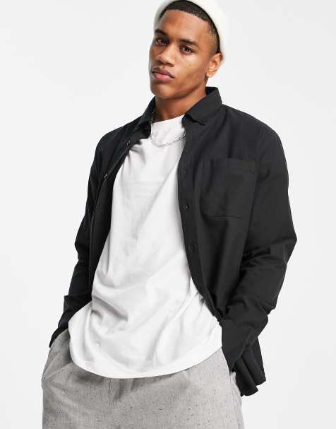 Selected Homme - Camicia Oxford in cotone nera - BLACK - view 1
