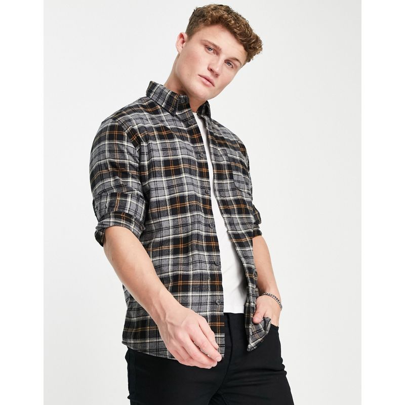 Camicie a quadri Uomo Selected Homme - Camicia regular fit in misto cotone organico spazzolato grigio a quadri 