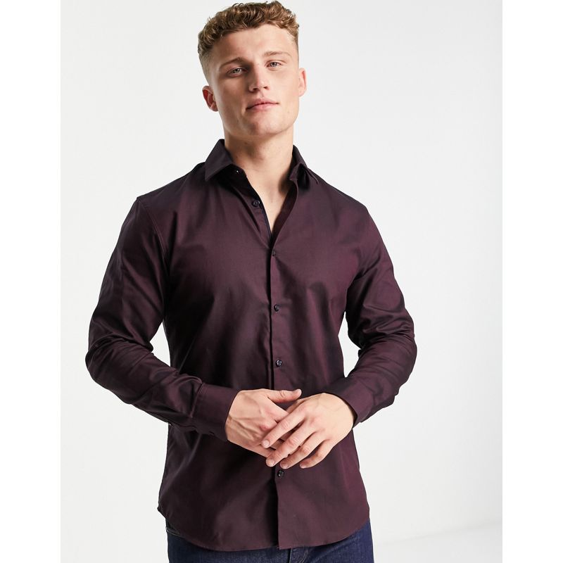 Camicie tinta unita Camicie Selected Homme - Camicia slim elegante facile da stirare in misto cotone organico bordeaux