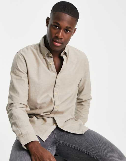 Selected Homme - Camicia slim in flanella beige 