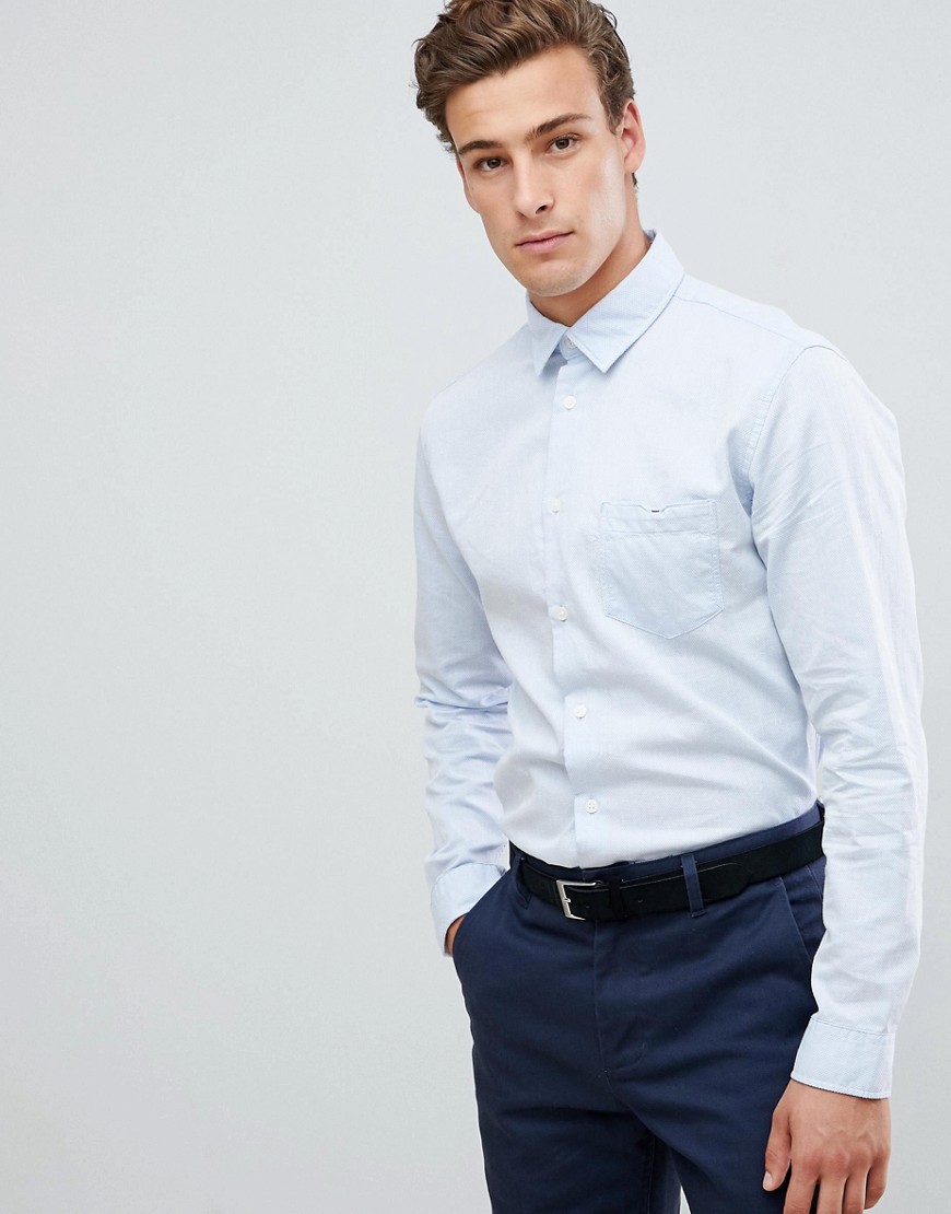 Selected Homme - Camicia slim in popeline con tasca sul petto-Blu