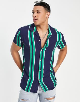 mens short sleeve pinstripe shirt
