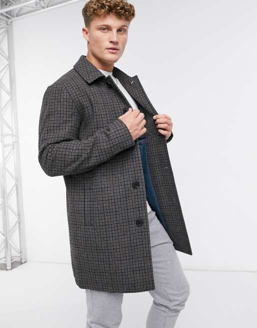 Selected Homme car coat in gray plaid