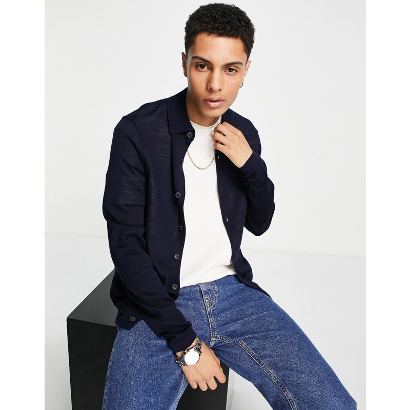 Uomo Maglie e cardigan Selected Homme - Cardigan blu navy con colletto
