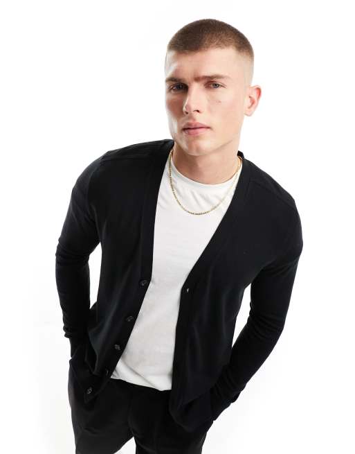 Selected Homme - Cardigan nero in maglia