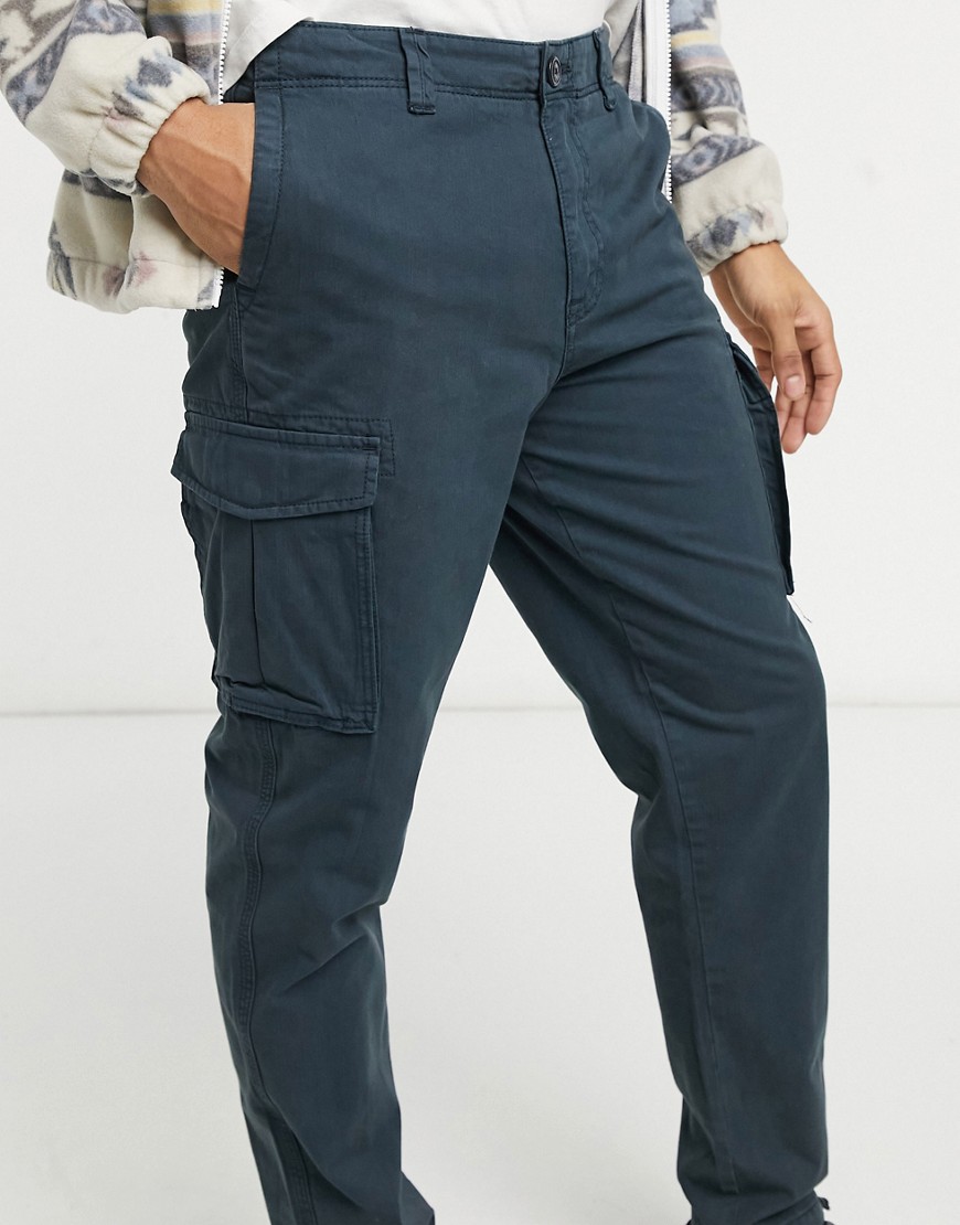 Selected Homme cargo pants with cuffed hem in navy