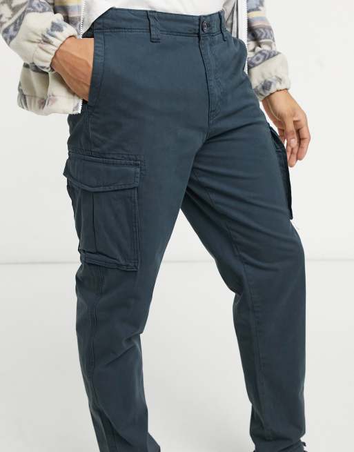 Navy Cargo Trouser with Cuffed Hem