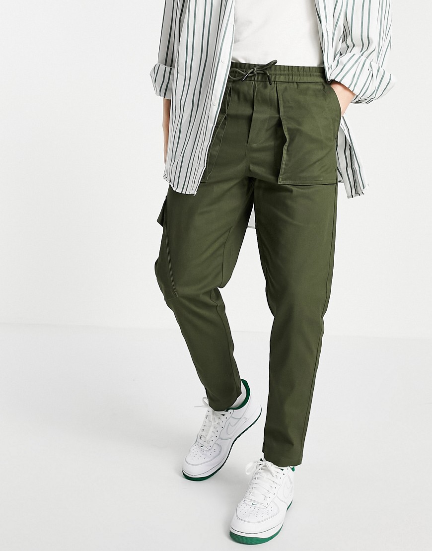 Selected Homme cargo trouser in khaki-Green
