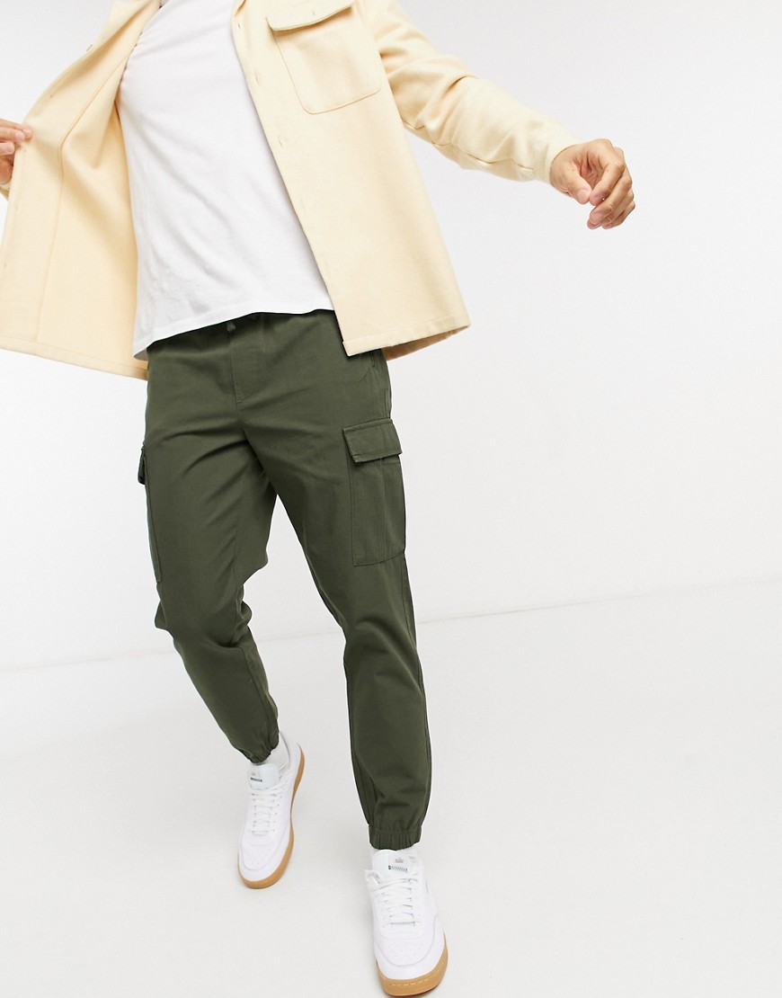 Selected Homme cargo trousers in khaki-Green