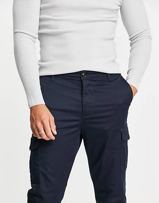 Trousers & Chinos Selected Homme cargo trousers in navy 