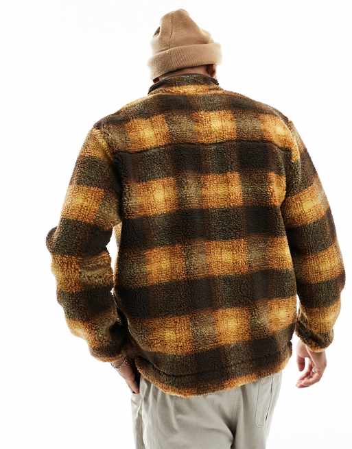 Mens check borg jacket online