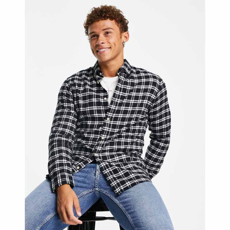 Stencil Flannel Check Shirt - Orange/Black  Checked flannel shirt, White  c, Check shirt