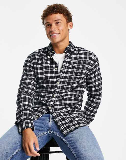 Regular Fit Flannel shirt - White/Black - Men