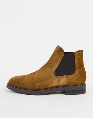 Selected Homme chelsea boot in brown suede