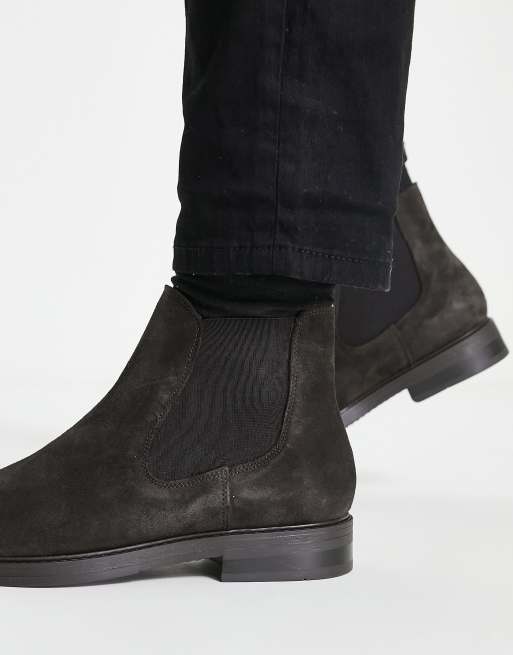 Selected Homme chelsea boots in brown suede