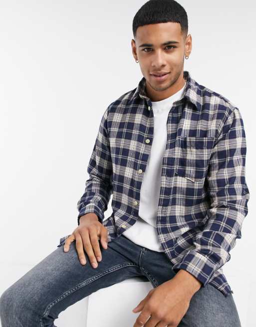Selected Homme Chemise A Carreaux Bleu Marine Asos