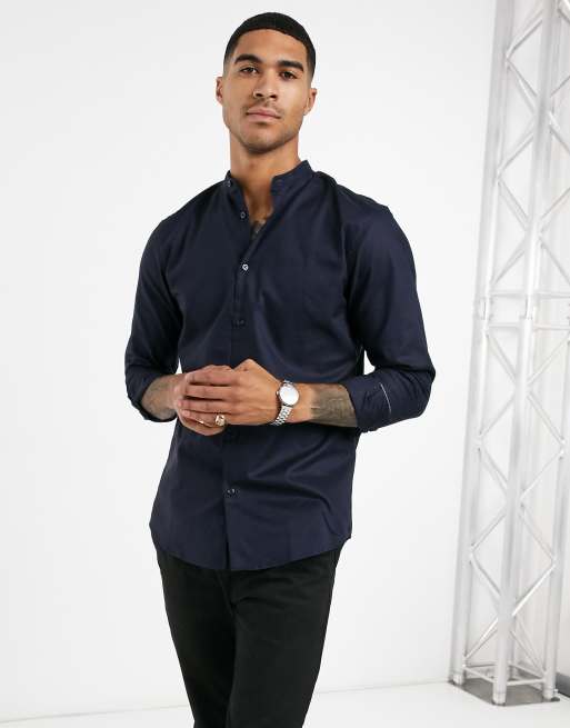 Chemise homme 2025 col grand pere