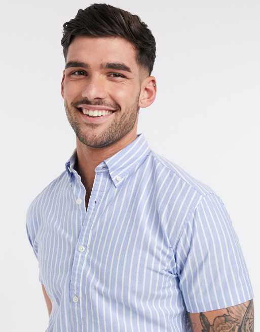 Selected Homme - Chemise à rayures verticales - Bleu | ASOS