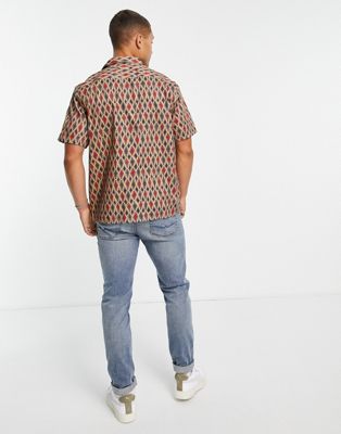 Chemises imprimées Selected Homme - Chemise décontractée avec col à revers et imprimé mosaïque - Exclusivité
